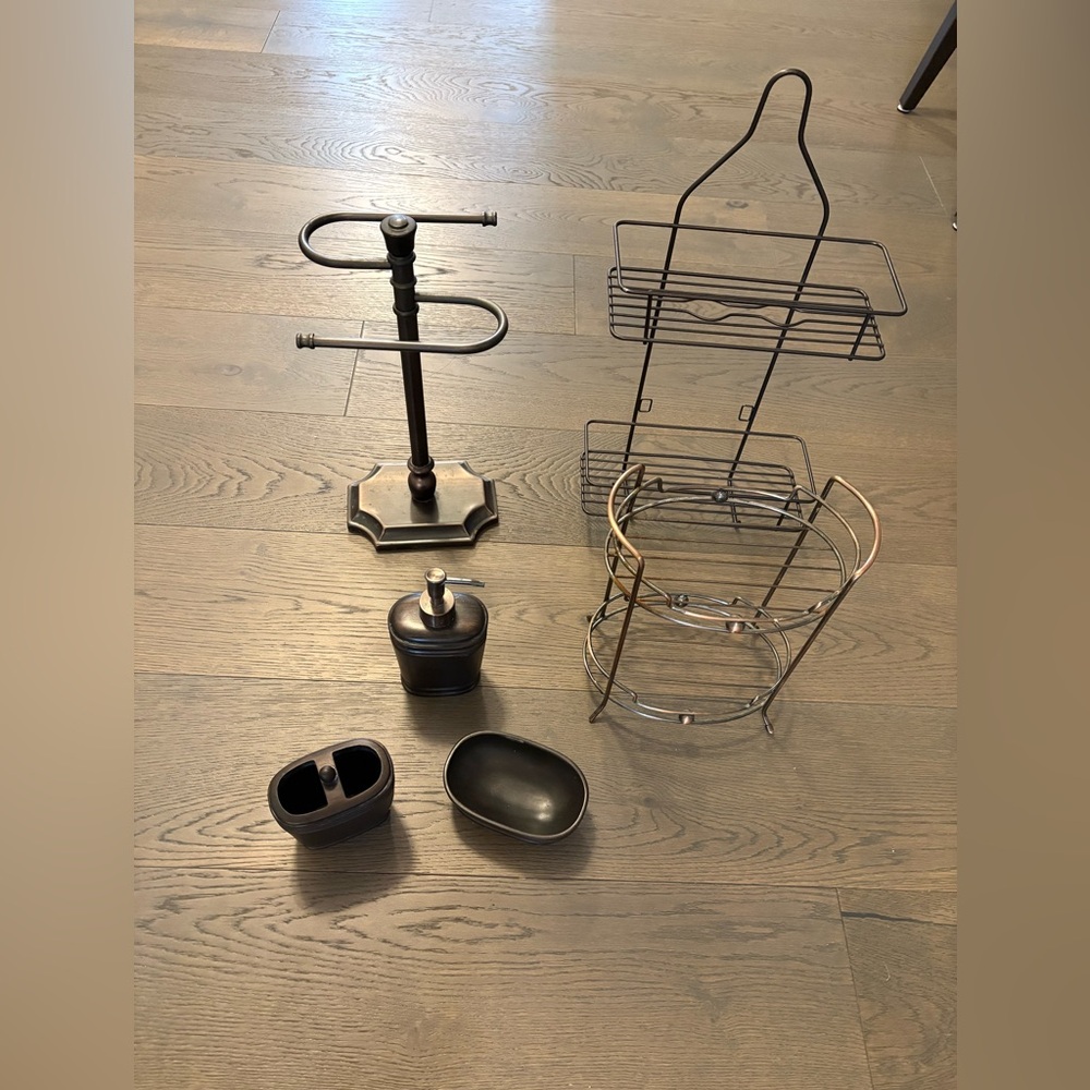 Bronze colour bathroom accessories used for staging house